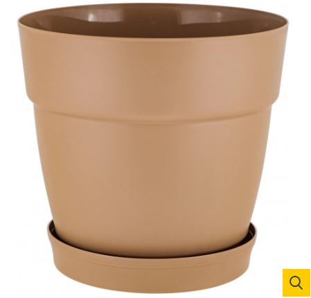 Горшок для цветов InGreen Villa de Fiori с фиксируемым поддоном 4л, D200мм, молочный шоколад